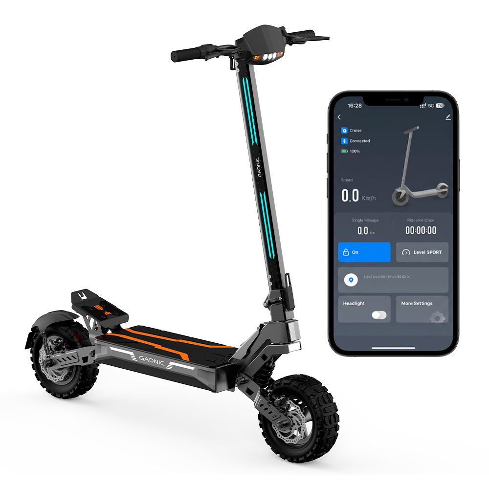 Monopatín Eléctrico Gadnic Motor Potente 1200W Autonomía 80 km Velocidad 55 km/h Neumáticos Todoterreno 11” 