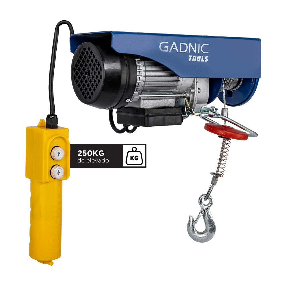 Aparejo Eléctrico Gadnic Hasta 250kg 550w Gancho Doble y Simple Reforzado