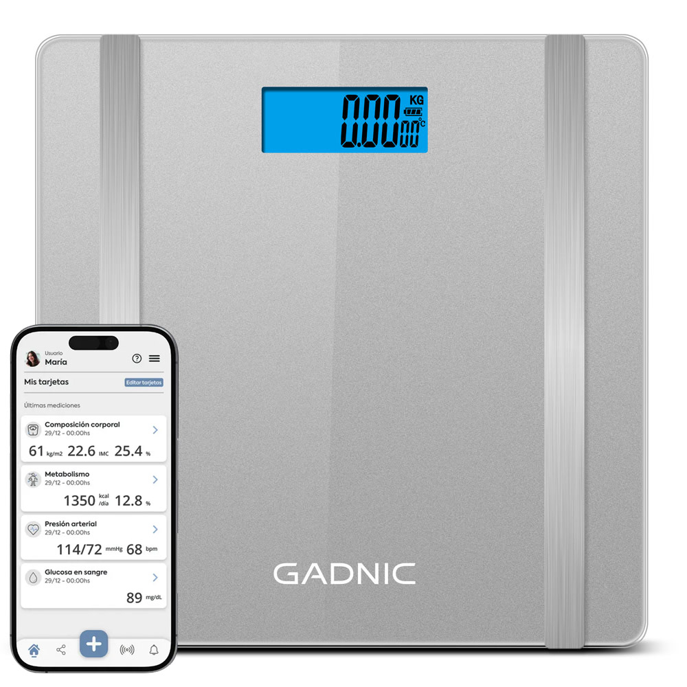 Balanza Digital Gadnic G07 Eléctrica 180KG Vidrio Templado Medición Corporal Conexión Inalámbrica