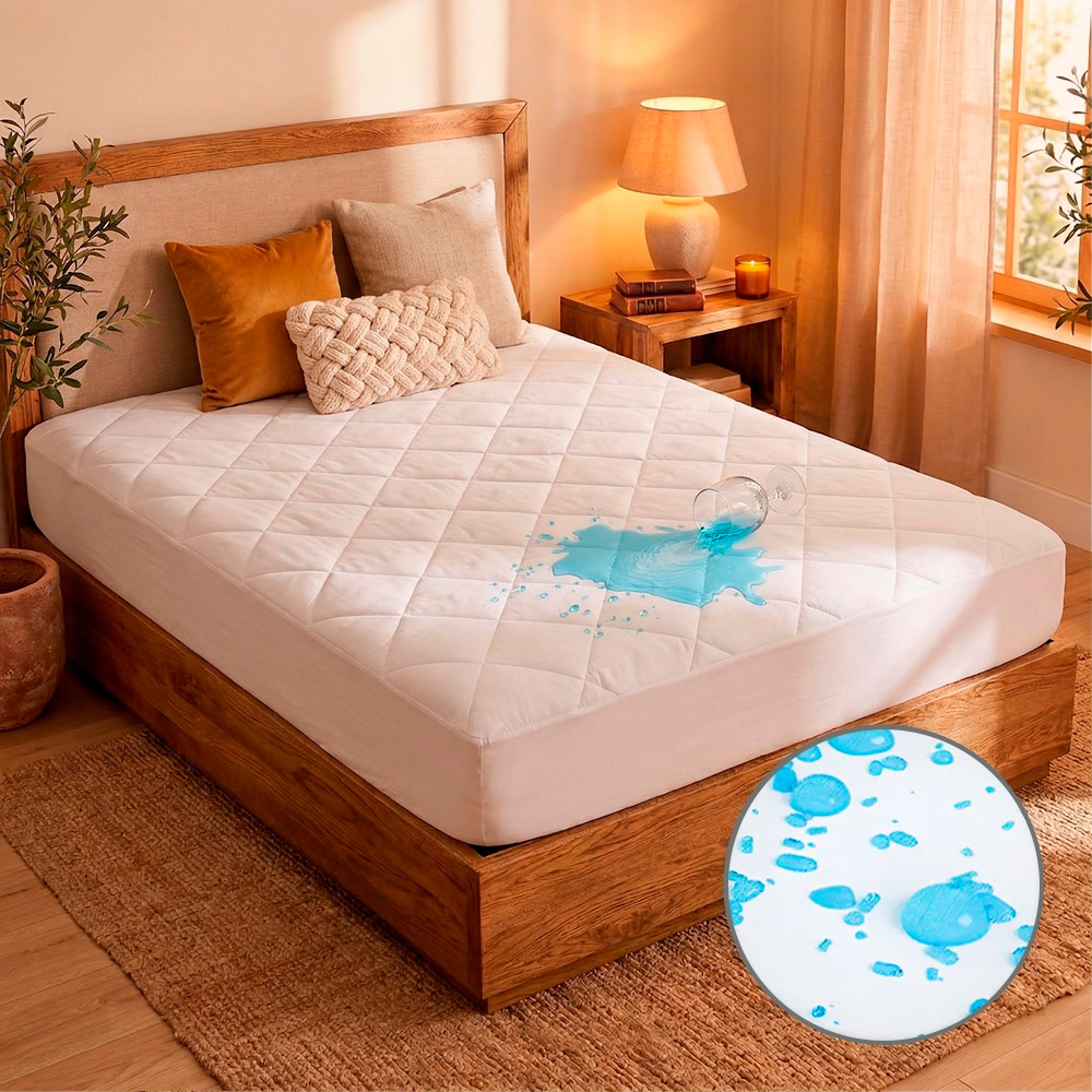 Cubre Colchon Rieti By Gadnic 2 1/2 Plazas 140x190x30cm Microfibra TPU Impermeable Blanco