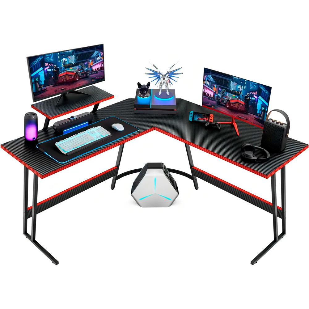 Escritorio Gamer En L Gadnic MFC Textura Carbono Estructura Acero Medidas 130x50x74