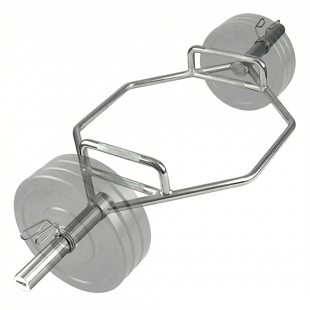 Trap Bar Olimpica Force By Gadnic Hexagonal 50mm Acero Macizo Cromado 145cm 22kg Con Agarres Antideslizantes Para Fuerza