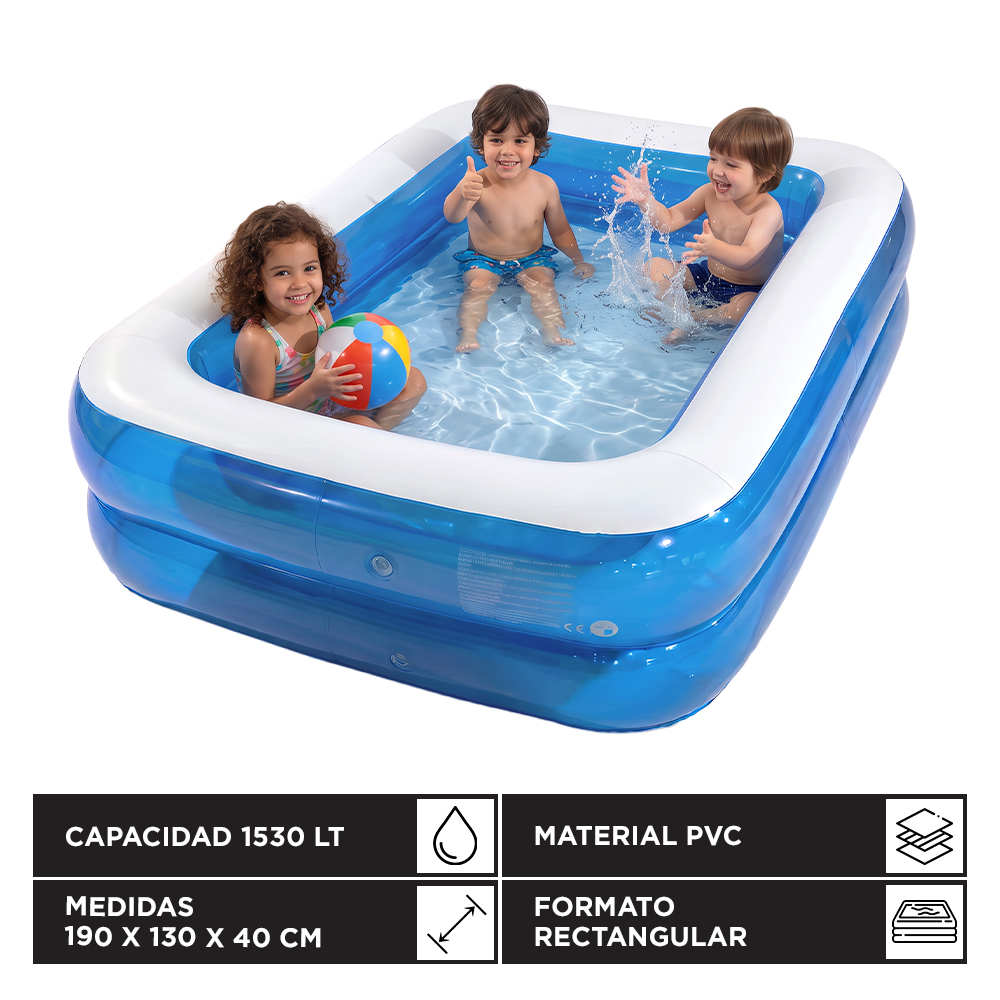 Pileta Inflable Rectangular Gadnic Familiar 1530 Lt PVC