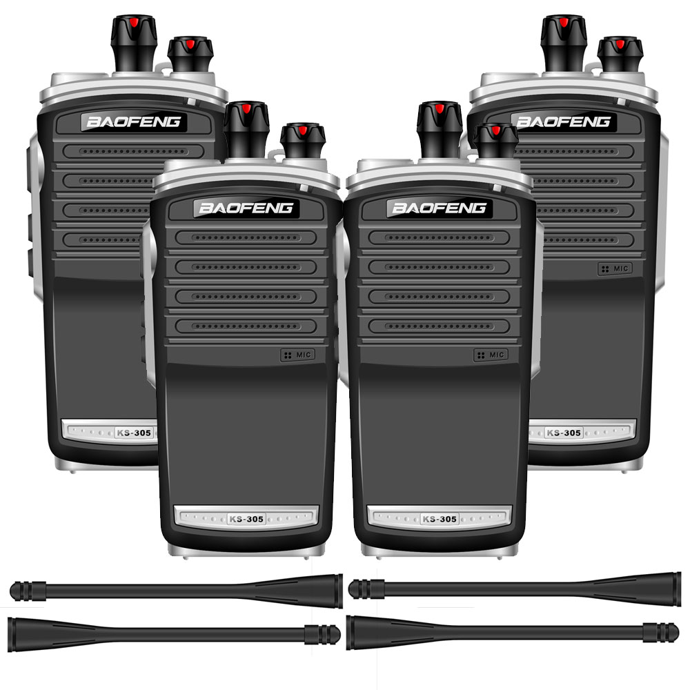 Handy Baofeng KS-305 Profesional Kit x4 5w Hasta 10km + 8 Baterías y 4 Manos Libres
