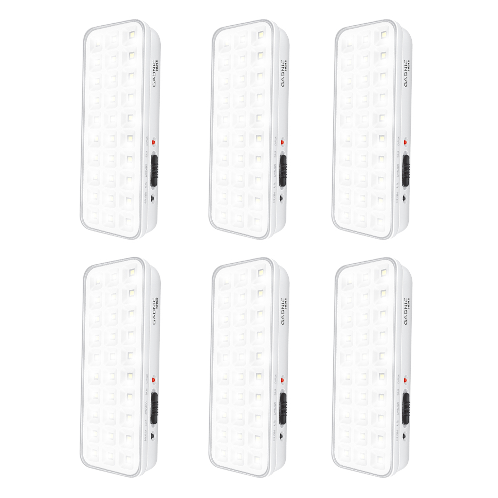 Kit x 6 Luz De Emergencia Gadnic 30 LED Recargable Portátil Y De Pared Con Batería Integrada