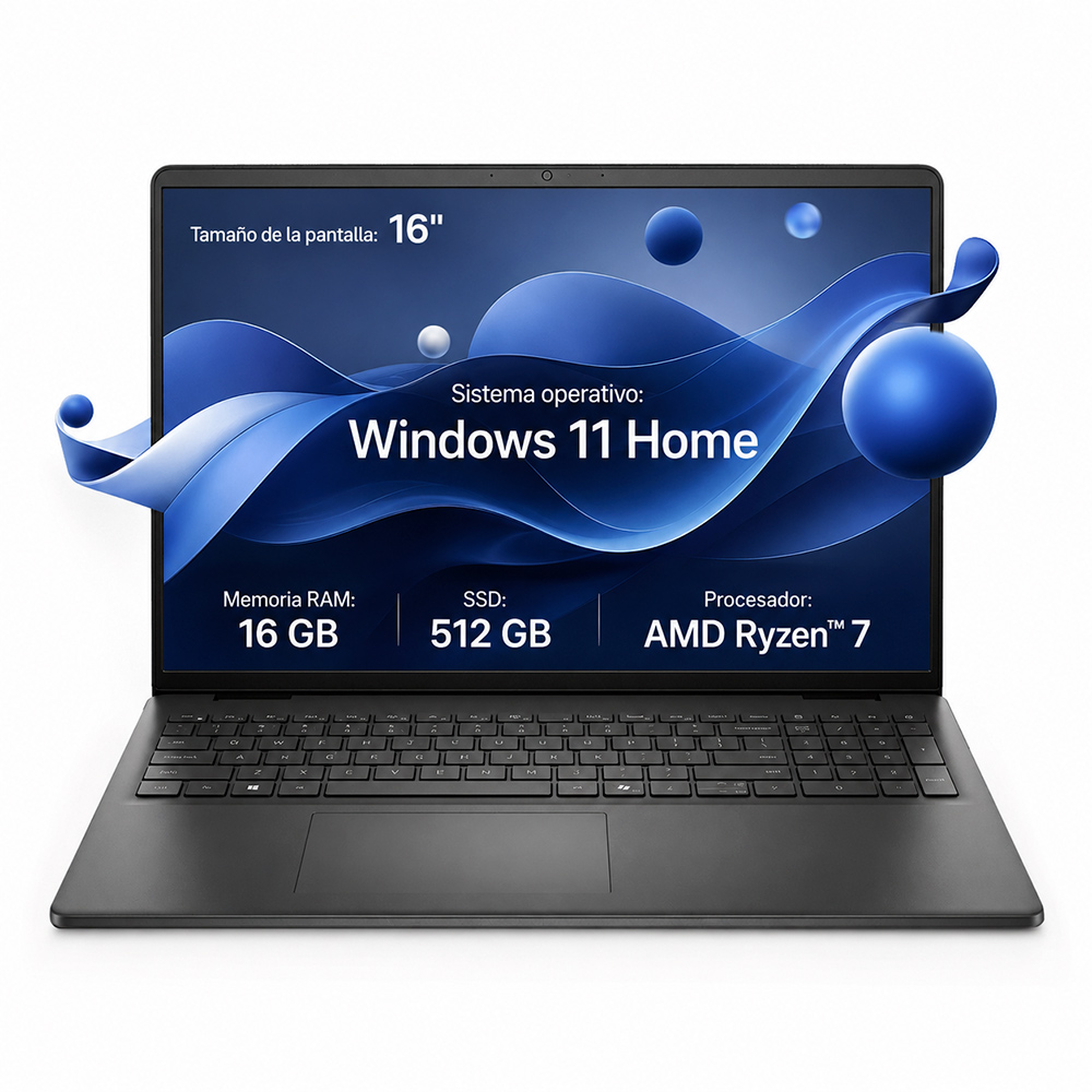 Notebook Dell 16” Táctil FHD IPS AMD Ryzen™ 7 RAM 16 GB SSD 512 GB