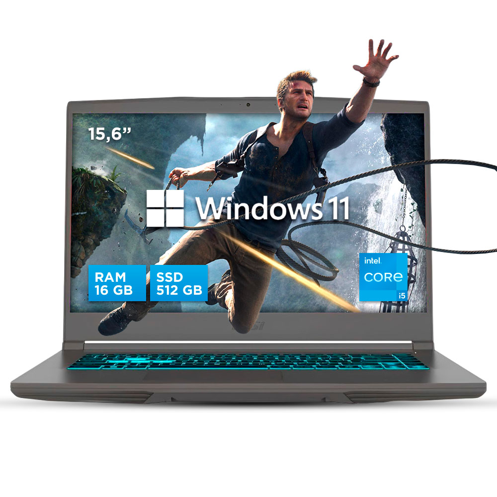 Notebook Gamer MSI Thin B13UC-1000 RAM 16 GB SSD 512 GB Intel Core i5