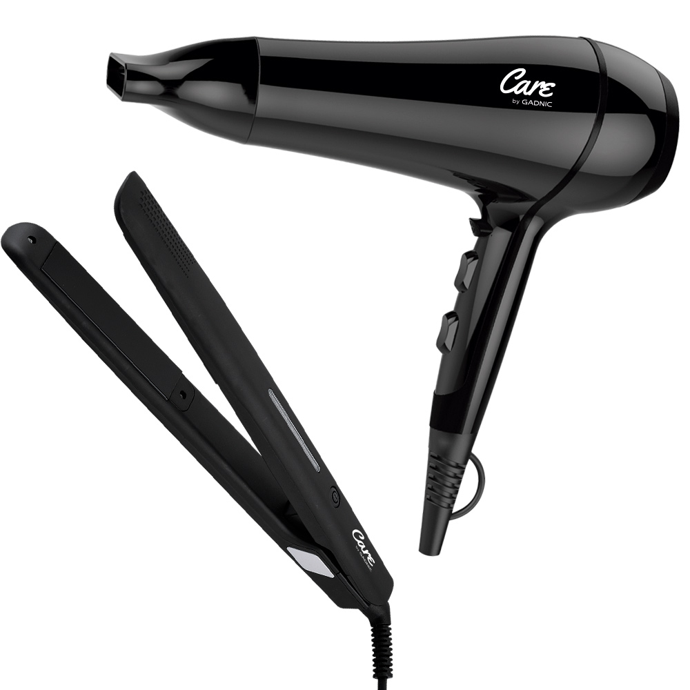 Planchita + Secador de Pelo Care By Gadnic Kit Peluquería Pro Tecnología Cerámica