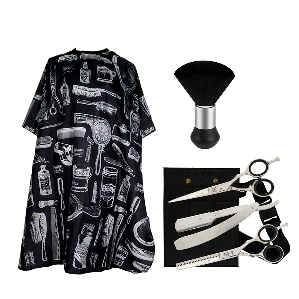 Set Peluquería Barbería Gadnic Tijera de Pulir Navaja  Capa de peluquería  Brocha