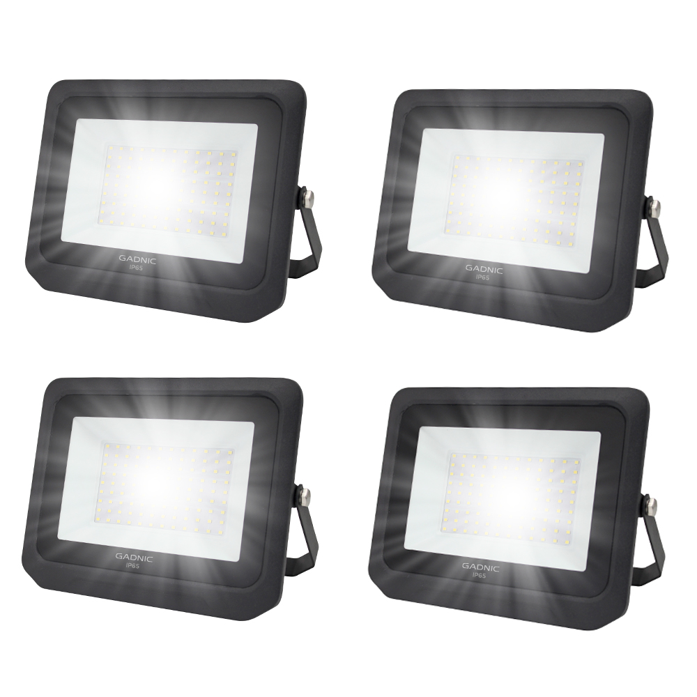Kit x 4 Reflectores Led Blanco 100W Exteriores Alta Potencia