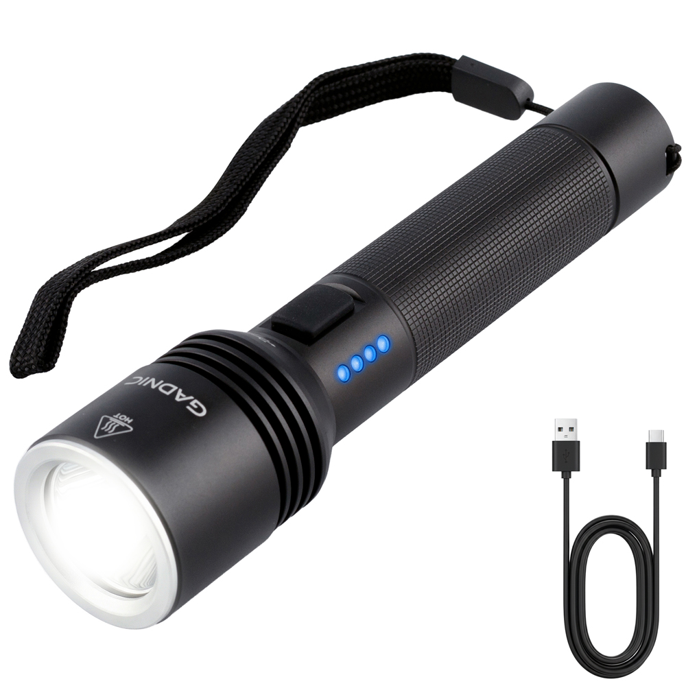 Linterna Gadnic 500 Lumenes Recargable LED OSRAM P8 Bateria 2200 mAh Aluminio IPX4 Con Carga USB