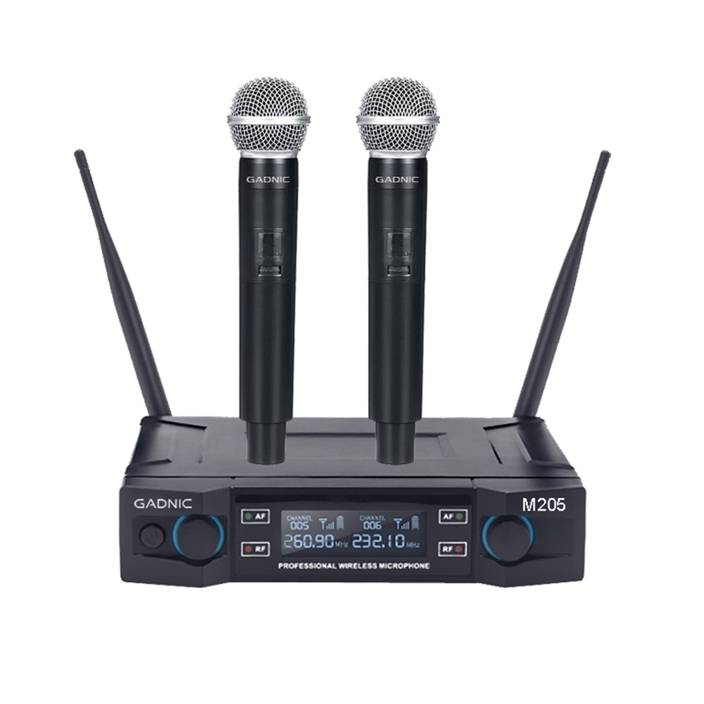 Micrófono Gadnic Inalámbrico Profesional de Mano 100mts 2CH 2Mic Outlet