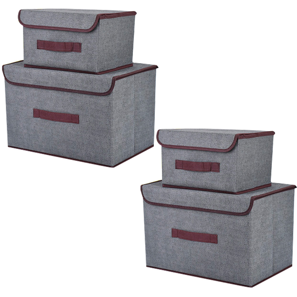 Set x4 Cajas de Tela Gadnic Canasto Organizador Con Tapa Plegables