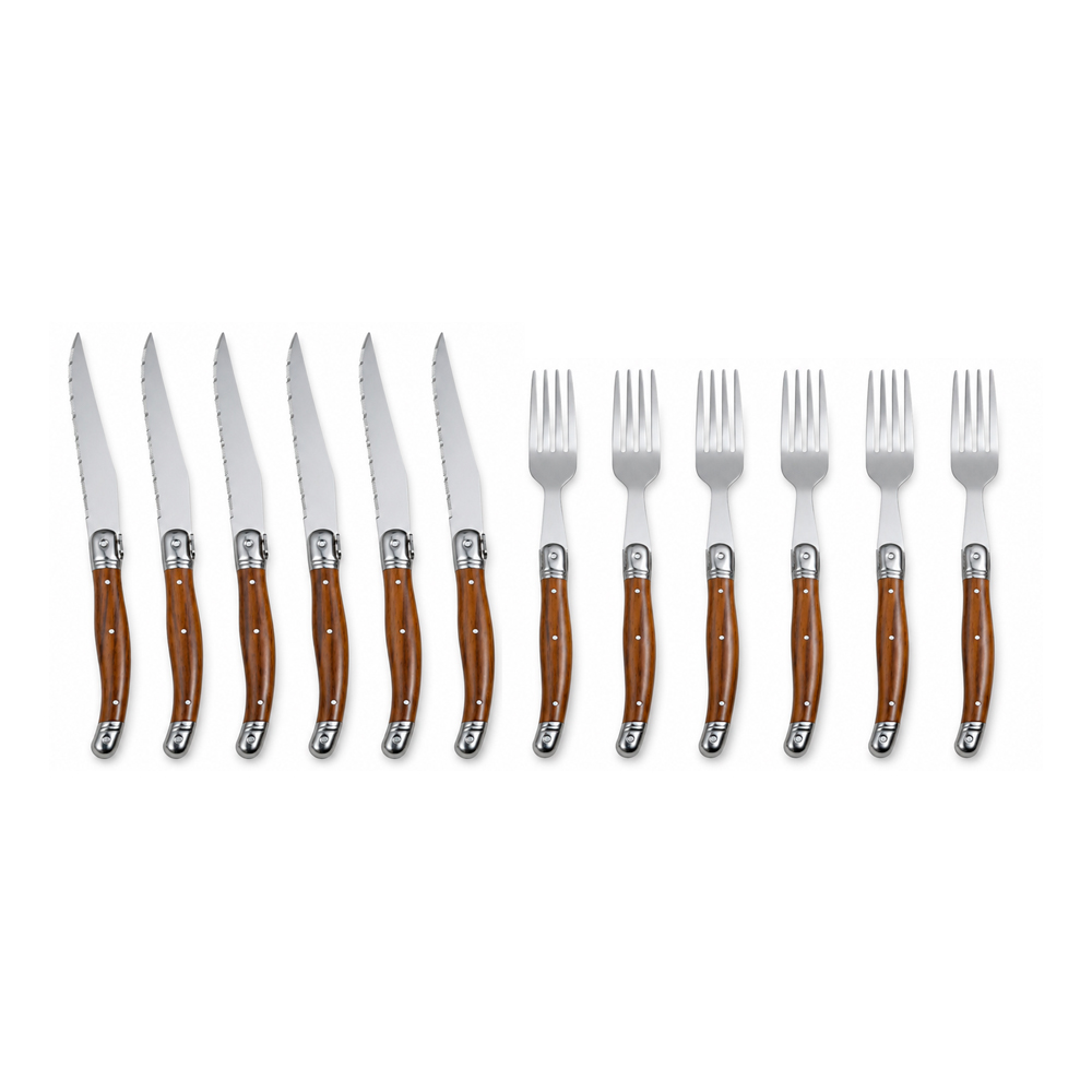 Set De Cubiertos Gadnic x12 Piezas Cuchillo Tenedor Filo Microdentado Asado