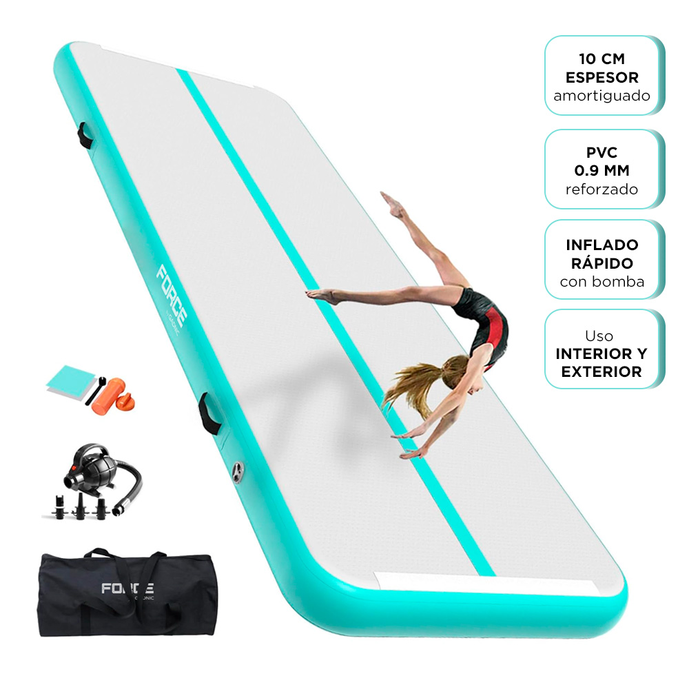 Colchoneta Para Gimnasia Inflable FORCE By Gadnic 3m Con Bomba Eléctrica