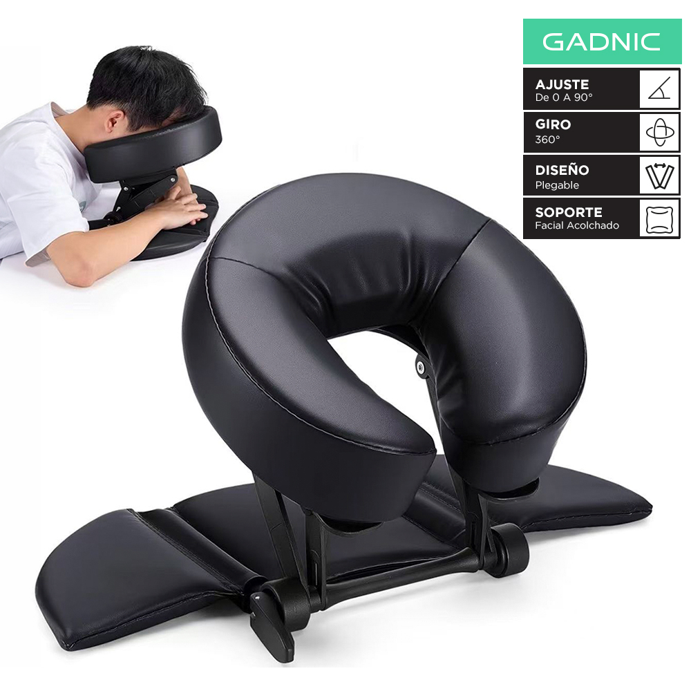 Almohada Reposacabeza Masajeadora De Escritorio Gadnic Ajustable 0 A 90 Grados Plegable Con Giro 360 Y Soporte Facial Acolchado